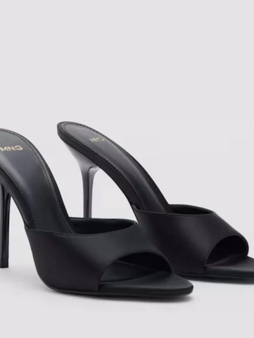 Mango Black Open-Toe High Heel Mules